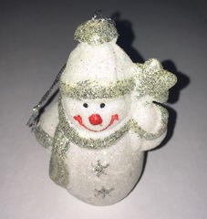 Vánoční ozdobička Sněhulák s hvězdou, stříbrný